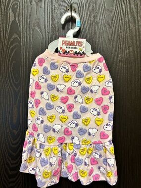 Peanuts Pink Pet Dress with Snoopy and Conversation Hearts- M